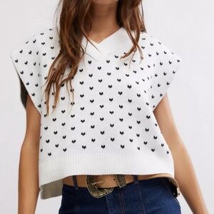 Free People Easy Street Vest Ivory Black Combo